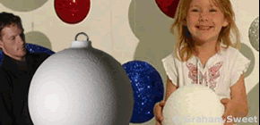 glitter polystyrene baubles and balls.