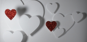 Polystyrene hearts for shop window and instore displays. Standard range