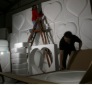 wall of polystyrene hearts