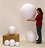 cut polystyrene balls, 150mm to over 1200mm, click for more info