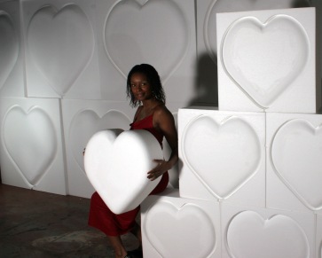 polystyrene hearts for window display - instore display