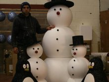 group of polystyrene snowmen