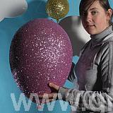 Polystyrene Clouds and 3d glittered balloons - summer window display ideas2