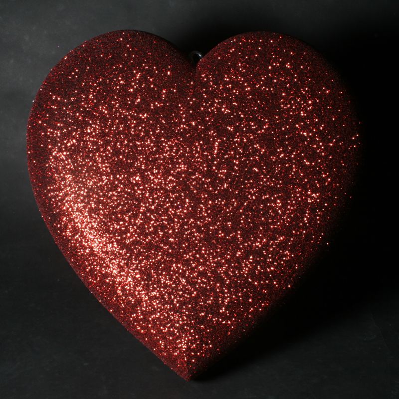 Semi 3D Polystyrene Heart - 1145mm high - Glittered-  Pack of 1