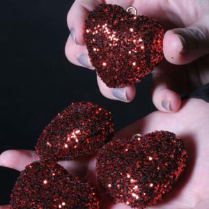 3D Polystyrene  Heart - 50mm high - Glittered-  Pack of 1