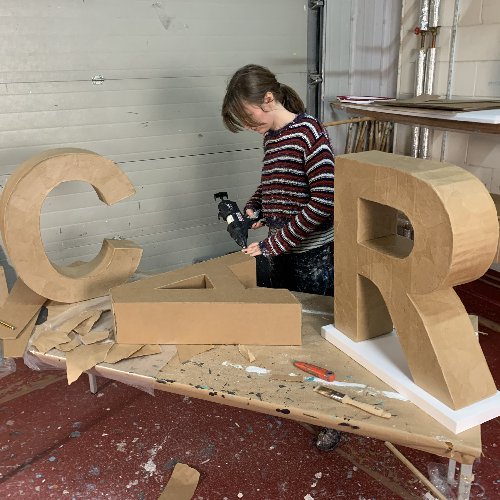 selection of large 3d cardboard and card letters