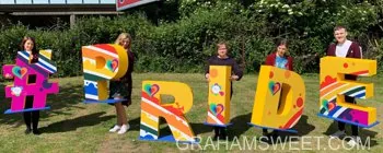 Bright 3D letters produced for Aviva Pride