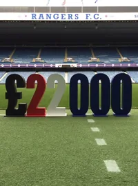Large black and red £22000 display at Rangers FC