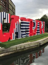 Large Campari letters beside the canal at King’s Cross