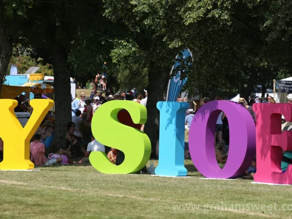 Colourful freestanding event letters at the Royal Welsh Show