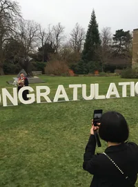 Large congratulations letters at the University of Leicester