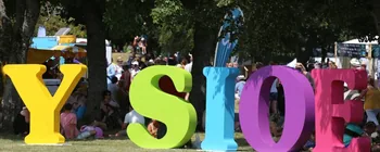 Giant colourful Y SIOE letters at the Royal Welsh Show