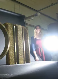 Large gold glitter retail display letters