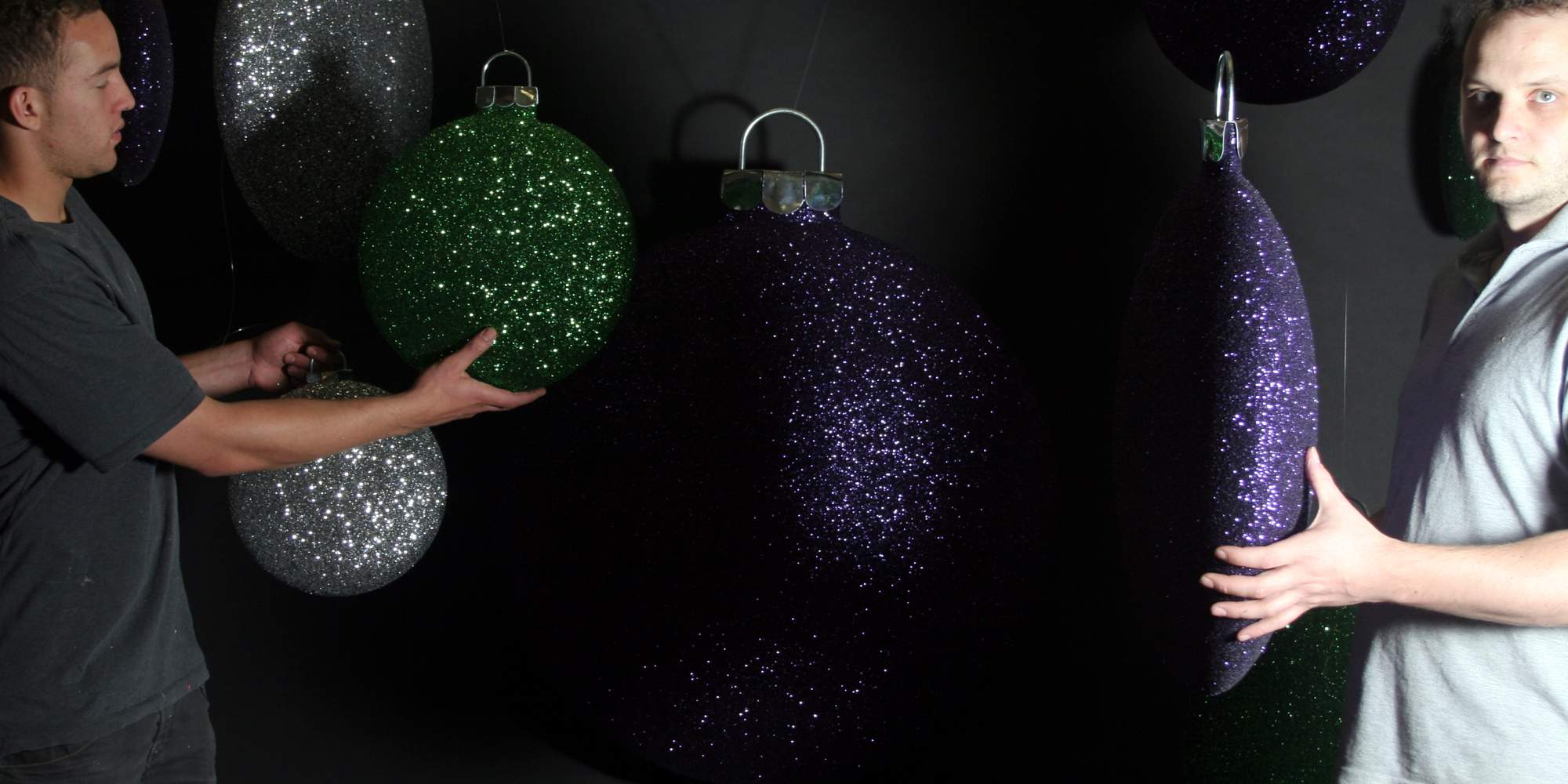 christmas display baubles giant medium and small giant christmas balls decorations