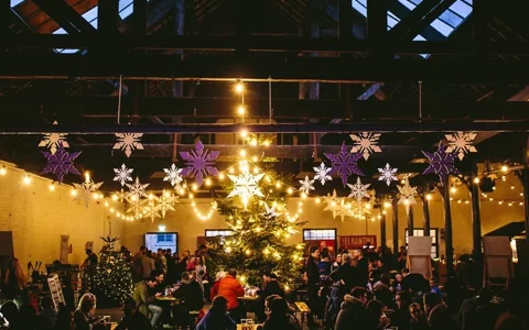 Large hanging snowflakes at Unit 44