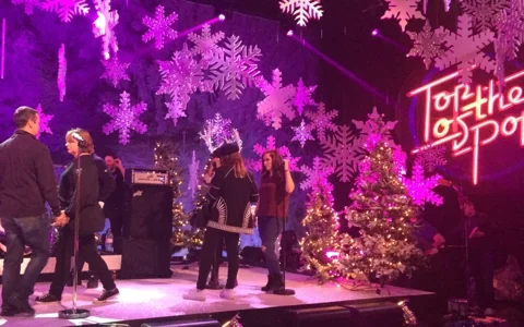 Christmas props on the Top of the Pops television set