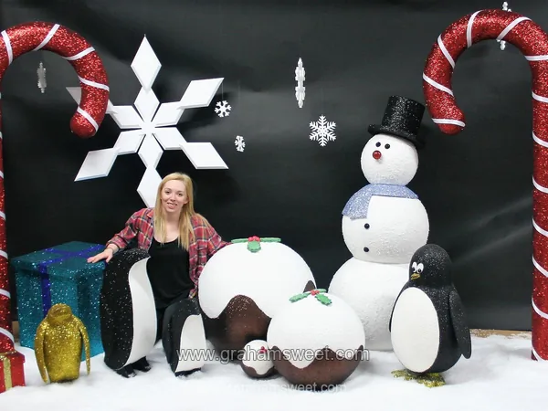 Large Christmas props creating a memorable event setting