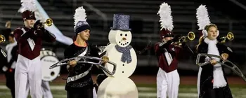 Steve the snowman with the Marching Wildcats