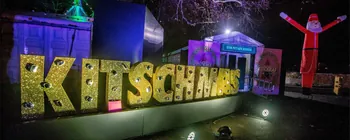 Large glitter ASOS letters at an outdoor Christmas event
