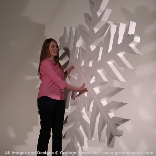 Christmas Displays. expanded polystyrene snowflakes.