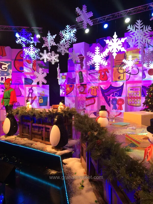 Christmas props made for a fixed television production date