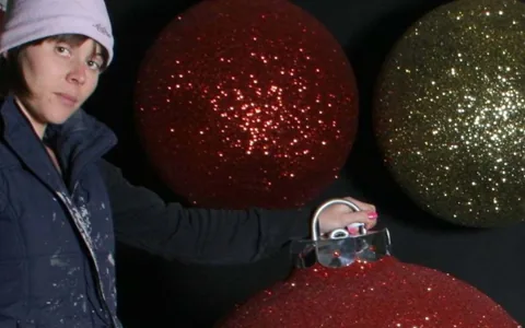 Large and giant glitter Christmas baubles