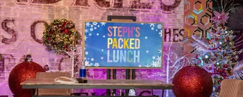 Large red glitter baubles on the Steph's Packed Lunch set
