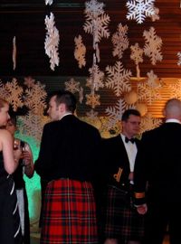 Polystyrene snowflakes on display at the Royal Navy Christmas Ball