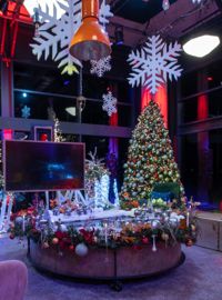 Polystyrene snowflakes featured in a theatre Christmas production