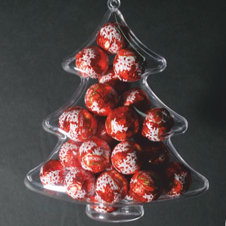 clear plastic trees - filled with chocolates for a christmas gift.