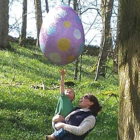 hanging polystyrene easter egg - easter trail at bolton abbey