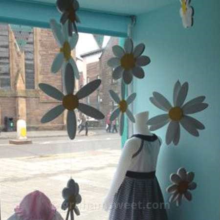 polystyrene flowers for a spring summer window