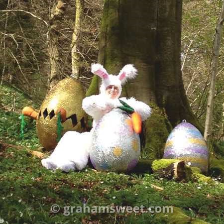 Eater bunny with polystyrene eggs.