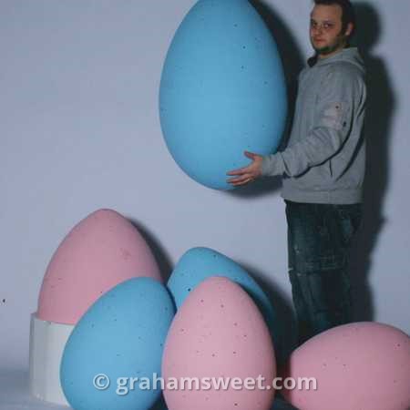 Painted polystyrene eggs.