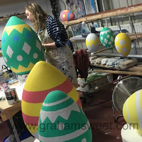 Polystyrene eggs - in production in our uk studios