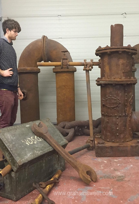 Rustlie boiler and pipe sculptures. Produced from EPS and finished with a realistic rusty effect.