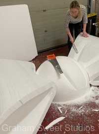 Large custom bow prop manufactured for exhibition display