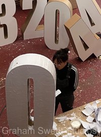 Large cardboard letters produced for exhibition and event stands