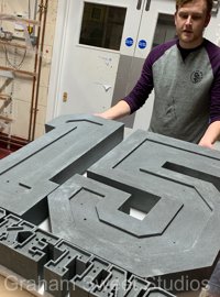 Concrete effect 3D letters manufactured for exhibition stands