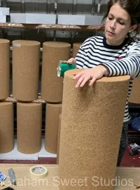 Large cork display props produced for exhibition environments