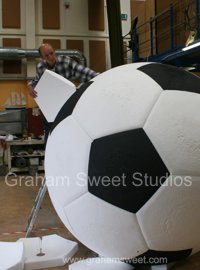 Oversized football prop manufactured for exhibition stands