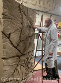 Textured rock wall scenic prop produced for exhibition displays