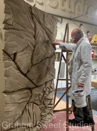 Textured rock wall scenic prop produced for exhibition displays