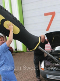 Large tool props manufactured for exhibition and promotional displays