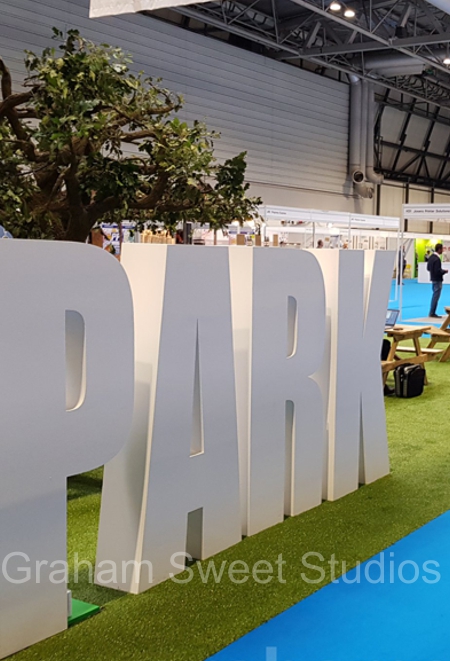 Large white 3d  polystyrene letters for an exhibition