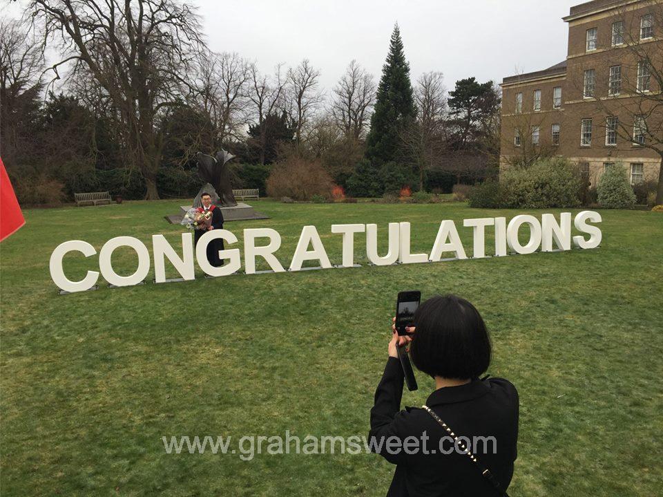 3d Wooden letters, approx 100mm high, for Leicester University graduation