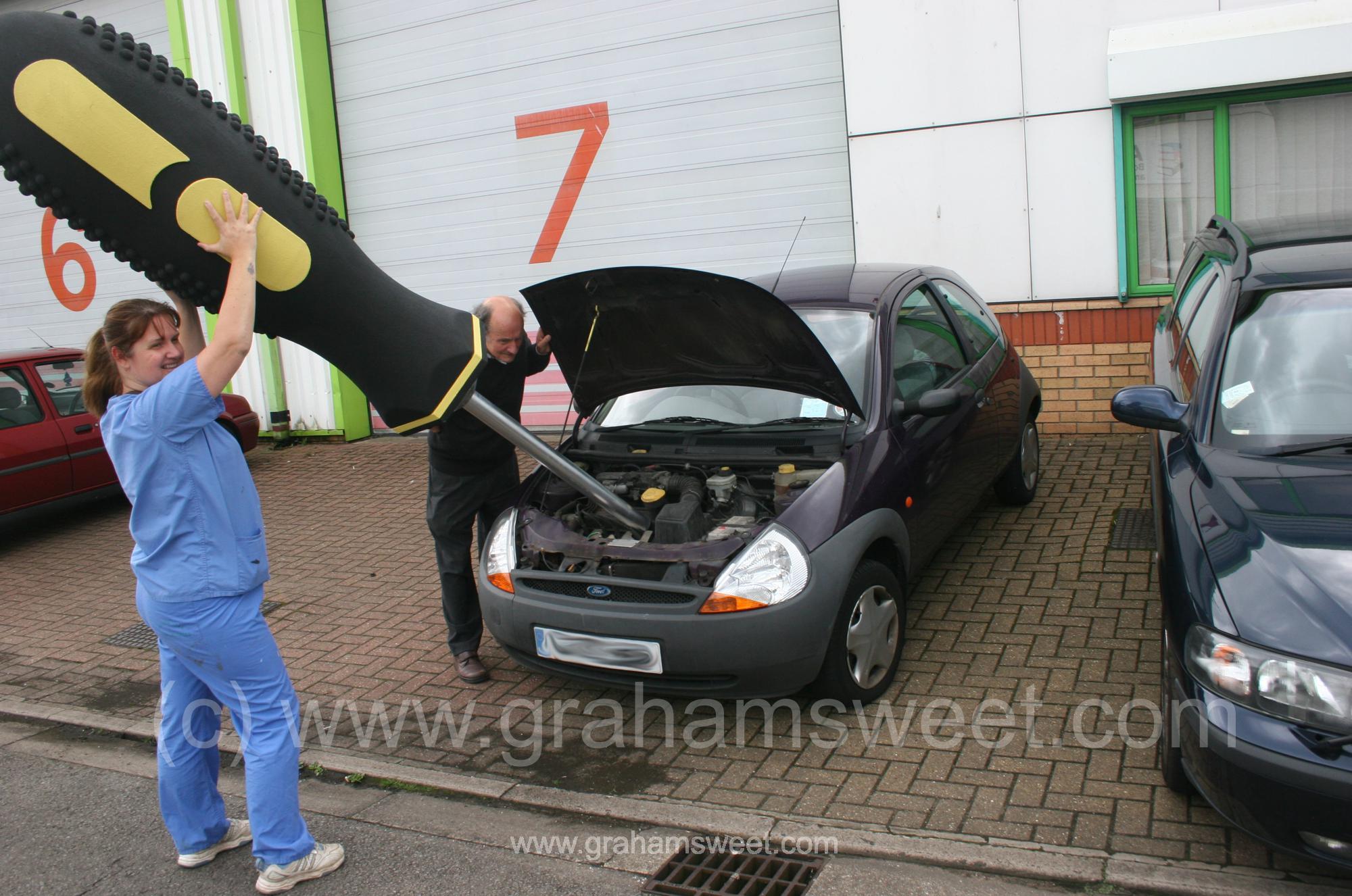 Giant polystyrene screwdriver tool prop