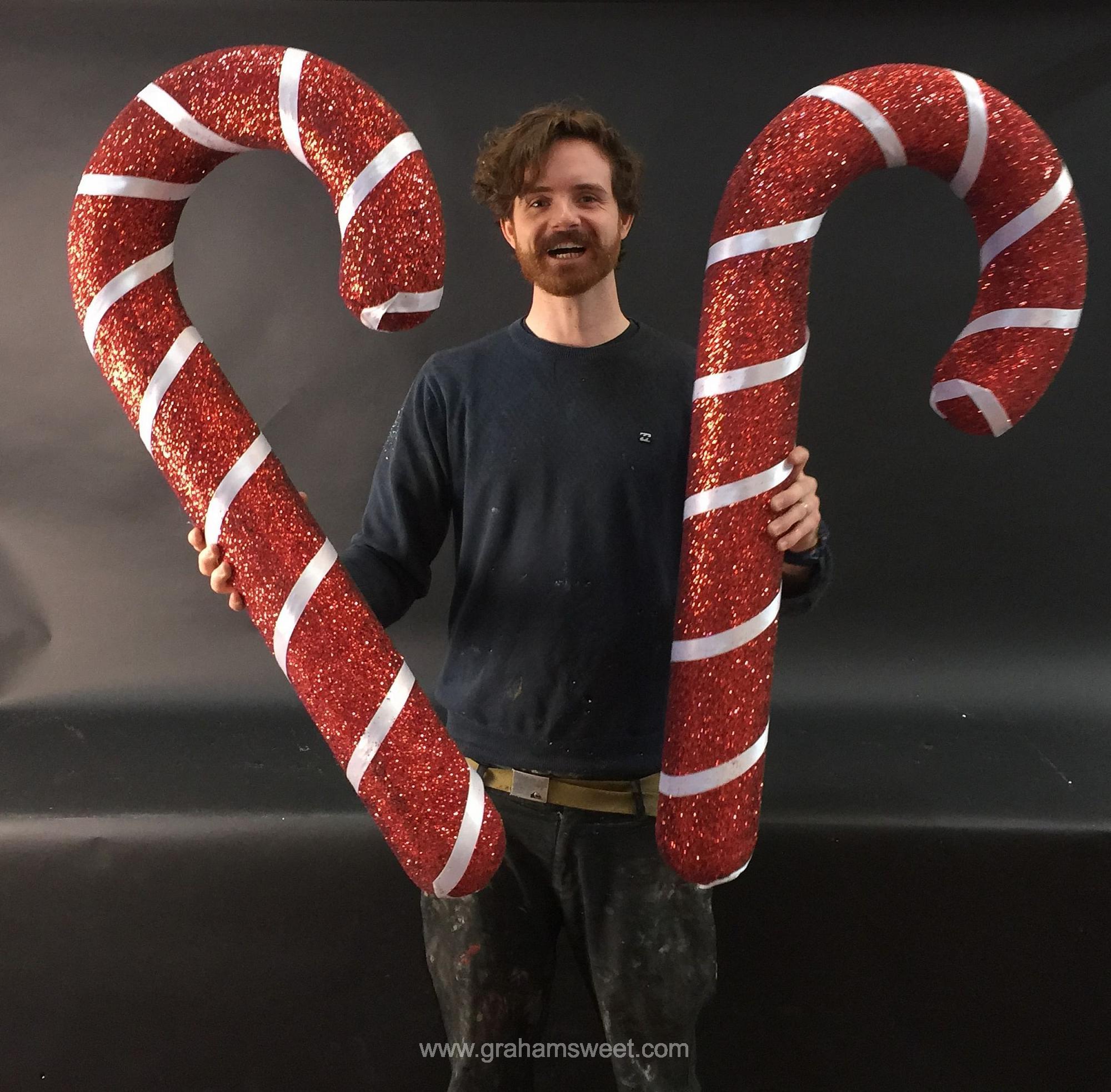 christmas candy canes - red glitter