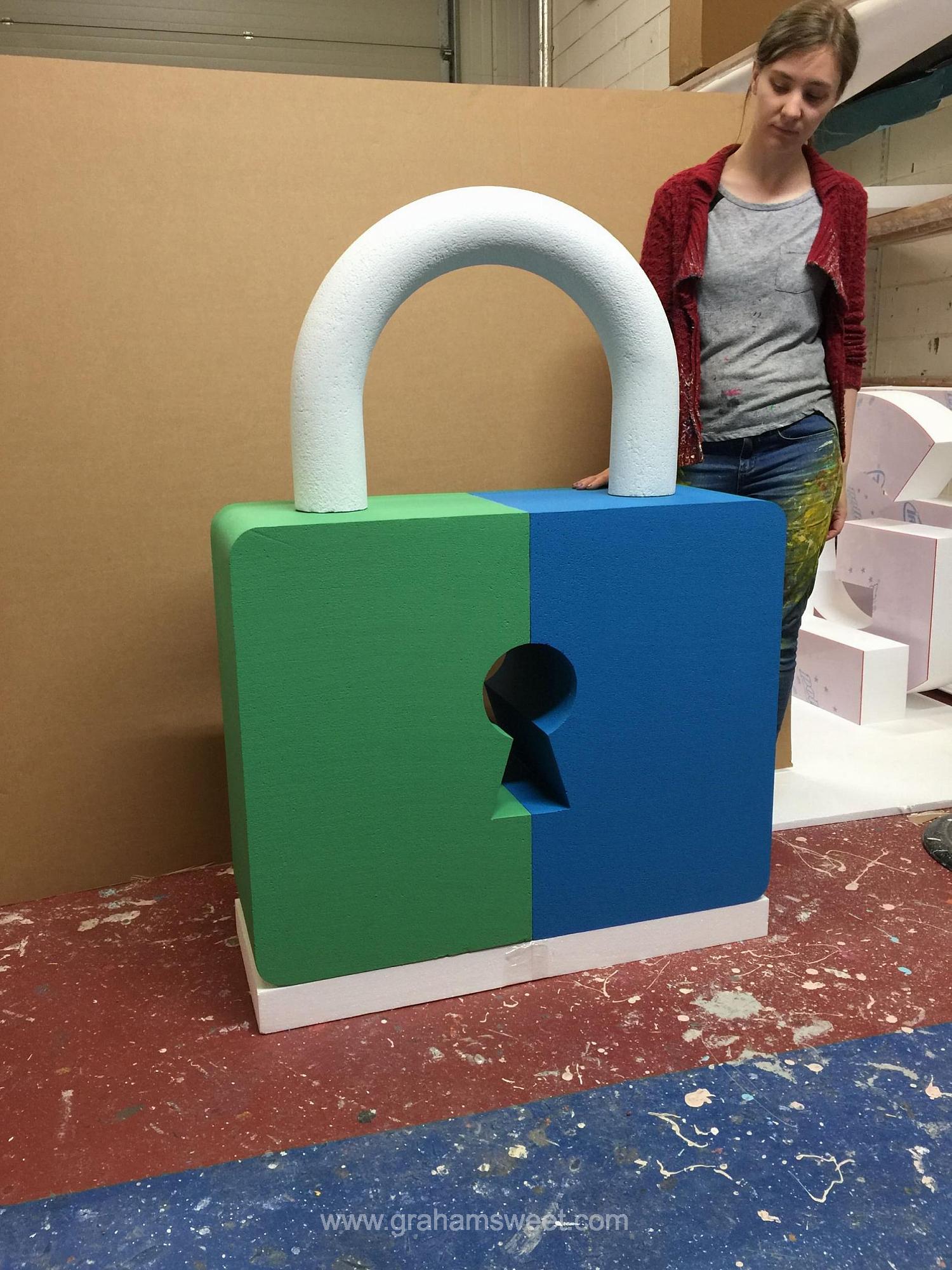 giant polystyrene padlock