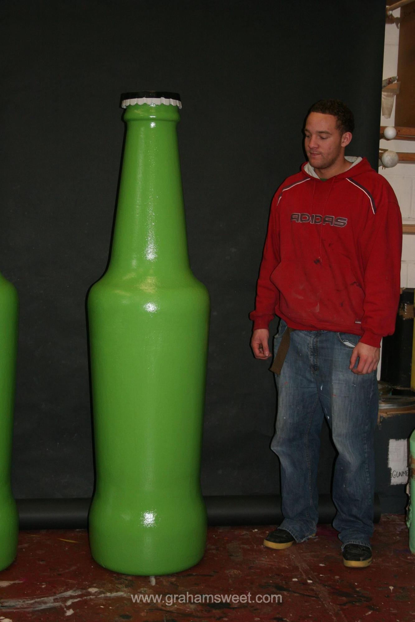 green polystyrene bottle - varnished